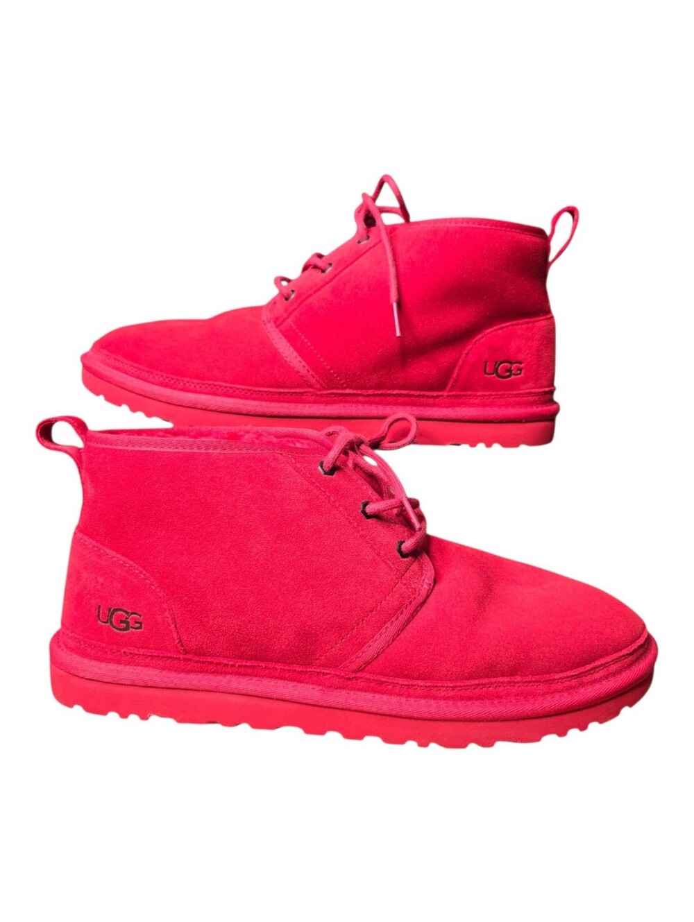 UGG Mens Samba Red Neumel Style Suede Fur Lined Lace Up Chukka Boots Size 13